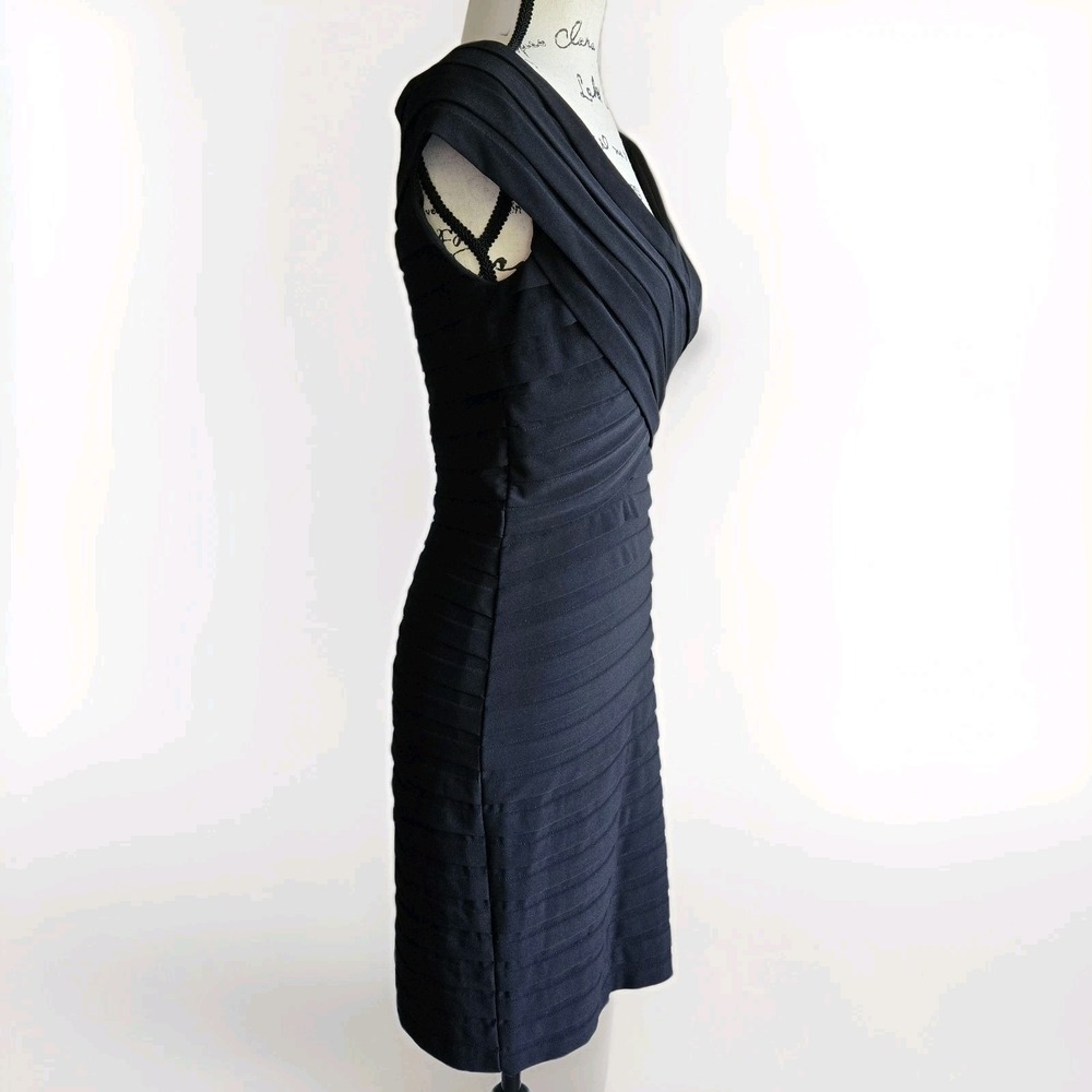 Tadashi Shoji Black Stretch Bandage Cocktail Party Dress Sz S‎ Sheath Gala Comfy - Picture 6 of 14